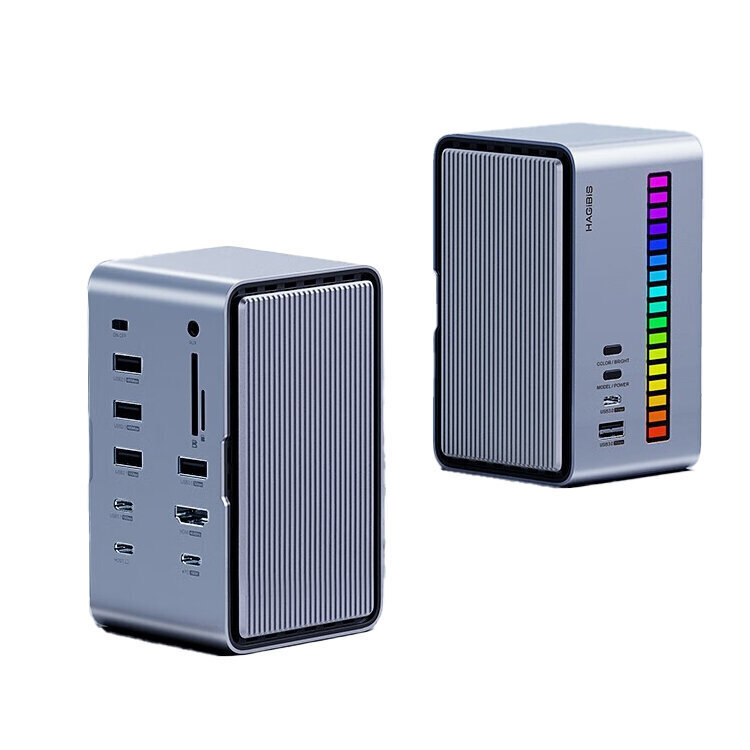 Adapter Kaasaskantav kõvaketas Hagibis U100 Type-C et HDMI M.2 RGB SD/TF USB-C USB3.1 USB3.0 USB2.0 AUX 3.5mm PD et HUAWEI Mate40/P50 Samsung S20 цена и информация | USB jagajad, adapterid | kaup24.ee