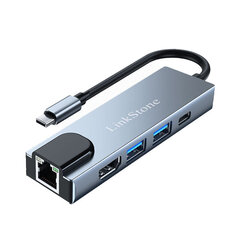 Адаптер LinkStone C330B 5in1 Type-C До 2USB3.0 PD HDMI 100mbps для HUAWEI Mate40/P50 Samsung S20 цена и информация | Адаптеры и USB-hub | kaup24.ee