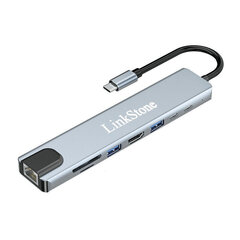 Adapter LinkStone C330D 8in1 Type-C et 100mbps SD/TF USB3.0 USB2.0 HDMI 2Type-C et HUAWEI Mate40/P50 Samsung S20 hind ja info | USB jagajad, adapterid | kaup24.ee