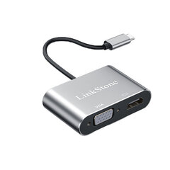 Адаптер LinkStone C318B 4in1 Type-C До PD HDMI USB3.0 VGA для HUAWEI Mate40/P50 Samsung S20 цена и информация | Адаптеры и USB-hub | kaup24.ee