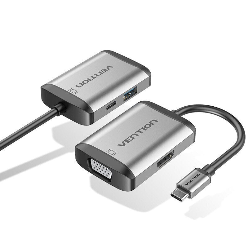 Adapter VENTION TFAHB 4in1 Type-C et PD HDMI USB3.0 VGA et HUAWEI Mate40/P50 Samsung S20 цена и информация | USB jagajad, adapterid | kaup24.ee