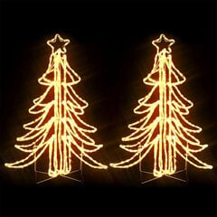 vidaXL LED kokkupandavad jõulupuu figuurid, 2 tk soe valge 87x87x93 cm цена и информация | Рождественские украшения | kaup24.ee