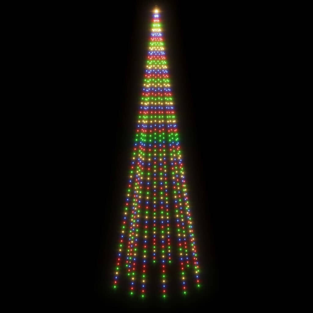 vidaXL jõulupuu vaiaga, soe valge, 732 LEDi, 500 cm hind ja info | Jõulutuled | kaup24.ee