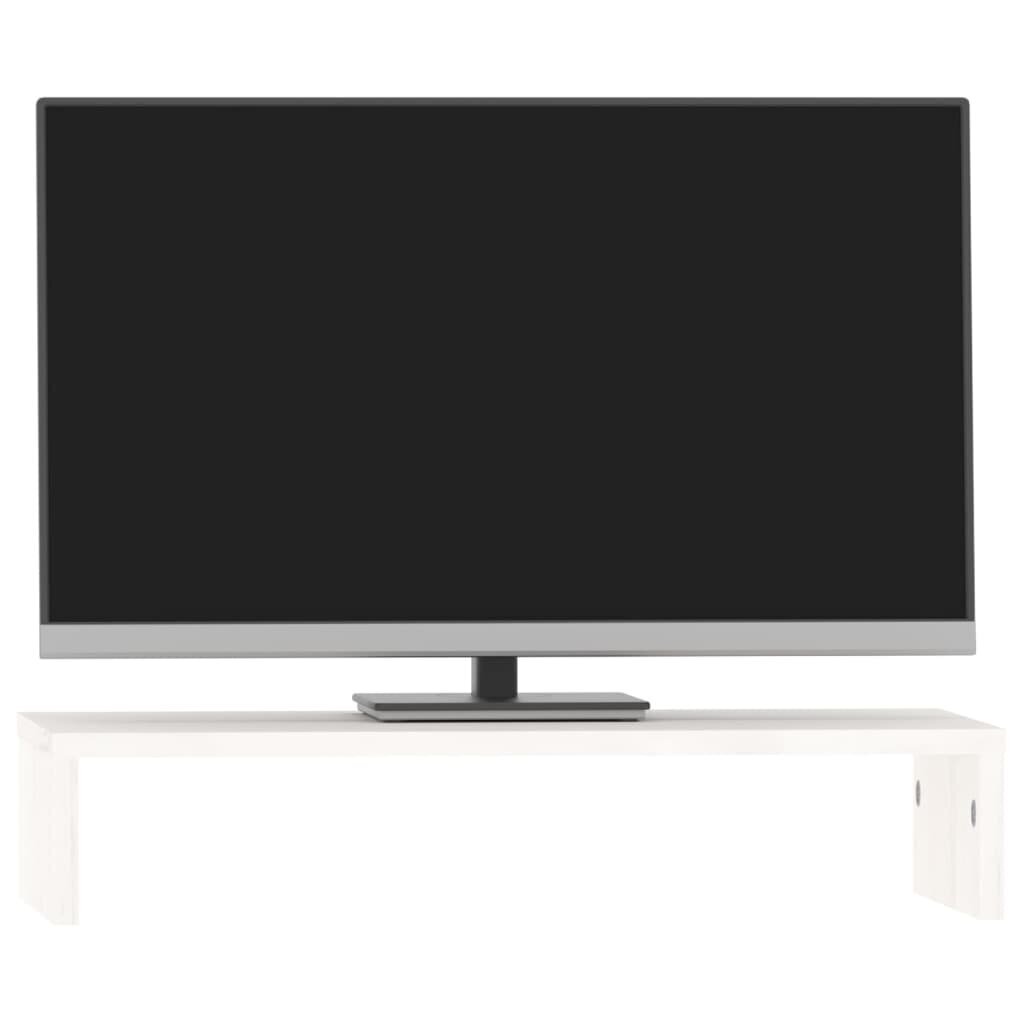 vidaXL monitorialus, valge, 50 x 27 x 10 cm, männipuit цена и информация | Monitori hoidjad | kaup24.ee