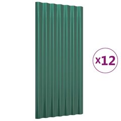 vidaXL katusepaneelid 12 tk, pulbervärvitud teras, roheline, 80x36 cm цена и информация | Кровельные покрытия | kaup24.ee