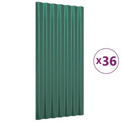 vidaXL katusepaneelid 36 tk, pulbervärvitud teras, roheline, 80x36 cm цена и информация | Кровельные покрытия | kaup24.ee