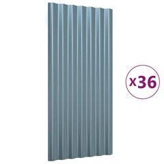 vidaXL katusepaneelid 36 tk, pulbervärvitud teras, hall, 80 x 36 cm цена и информация | Кровельные покрытия | kaup24.ee