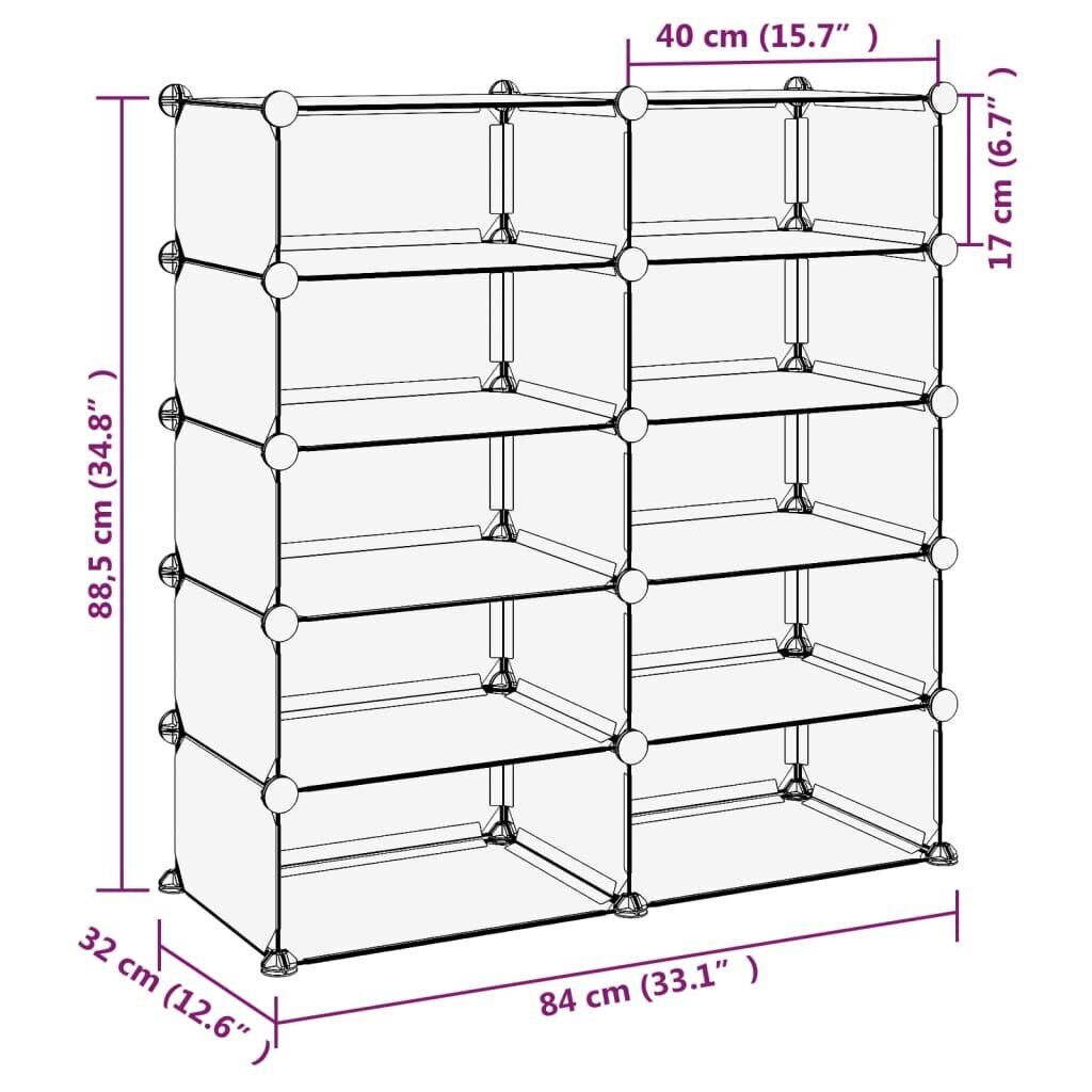 vidaXL kingariiul, läbipaistev, 84x32x88,5 cm, PP цена и информация | Jalatsikapid, jalatsiriiulid | kaup24.ee