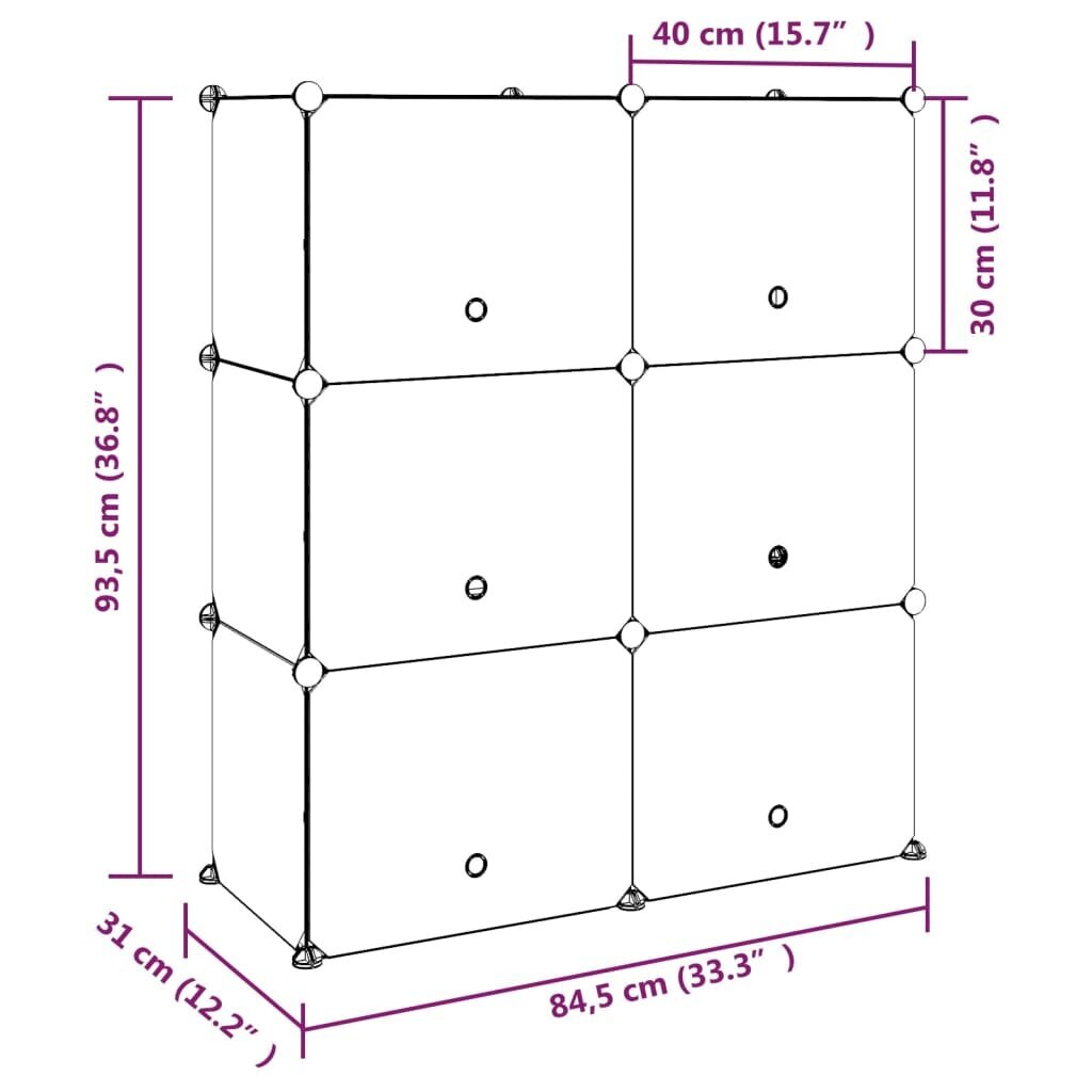 vidaXL kingariiul, must, 84,5 x 31 x 93,5 cm, PP цена и информация | Jalatsikapid, jalatsiriiulid | kaup24.ee