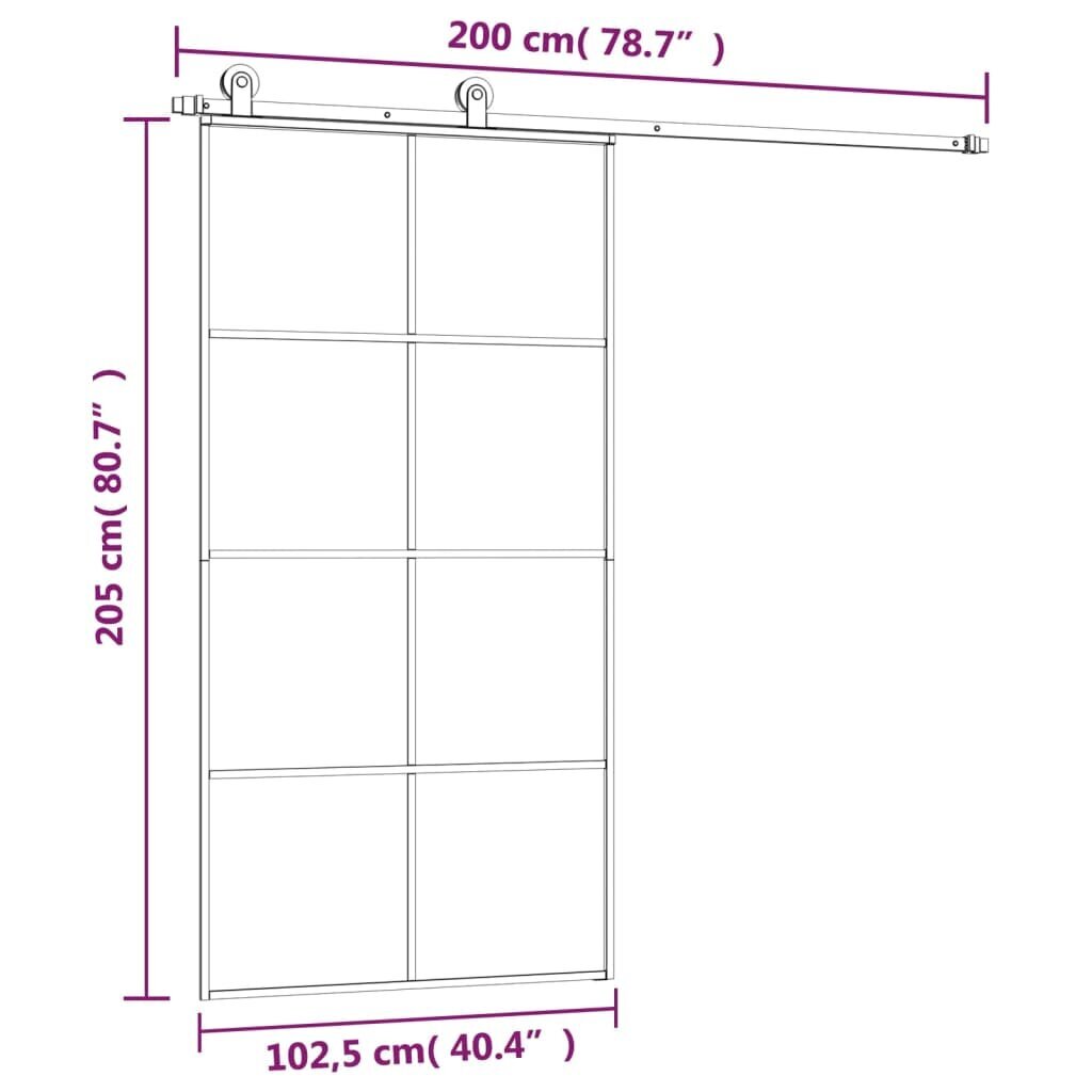 vidaXL liuguks tarvikutega, 102,5 x 205 cm, ESG-klaas ja alumiinium цена и информация | Siseuksed | kaup24.ee