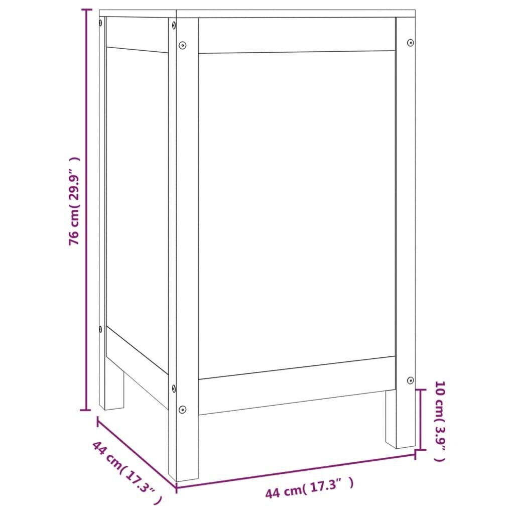 vidaXL pesukast, hall, 44 x 44 x 76 cm, männipuit hind ja info | Vannitoa sisustuselemendid ja aksessuaarid | kaup24.ee