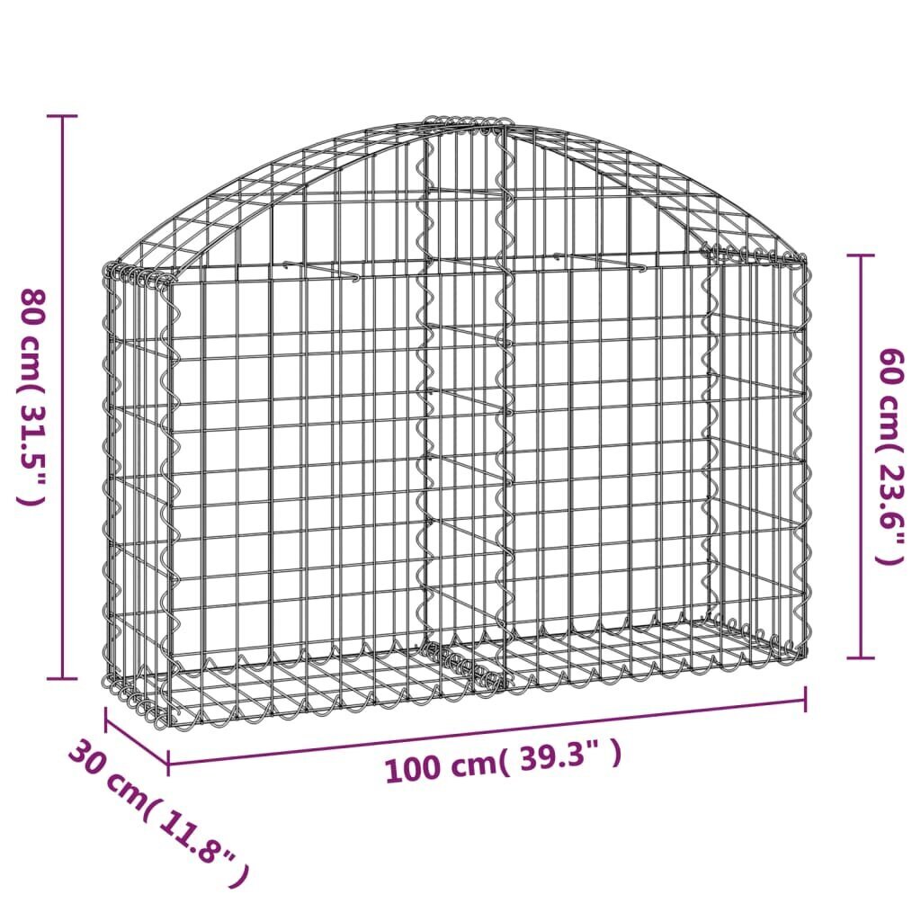 Kumer gabioonikorv, 100x30x60/80cm, hõbedane цена и информация | Aiad ja tarvikud | kaup24.ee