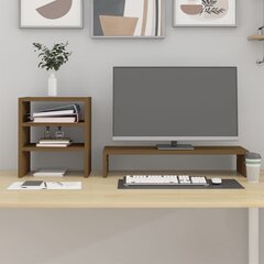 vidaXL monitorialus, meepruun, 81x20x30 cm, männipuit цена и информация | Кронштейны для монитора | kaup24.ee