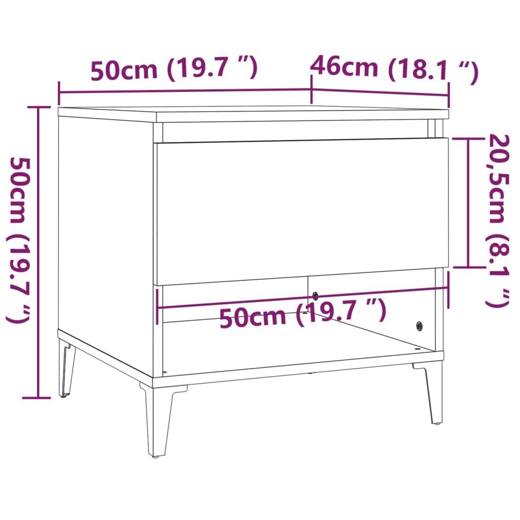 vidaXL lisalaud, suitsutatud tamm, 50 x 46 x 50 cm, tehispuit hind ja info | Diivanilauad | kaup24.ee