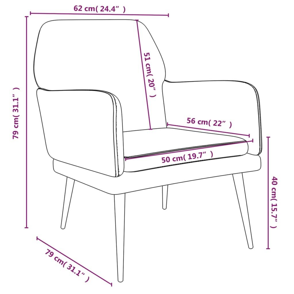 vidaXL tugitool, helehall, 62x79x79 cm, samet hind ja info | Tugitoolid ja tugitoolvoodid | kaup24.ee