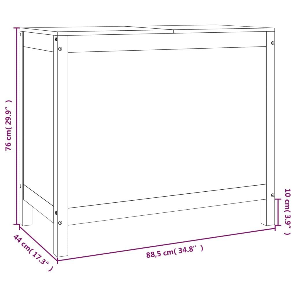 vidaXL pesukast, valge, 88,5 x 44 x 76 cm, männipuit hind ja info | Vannitoa sisustuselemendid ja aksessuaarid | kaup24.ee