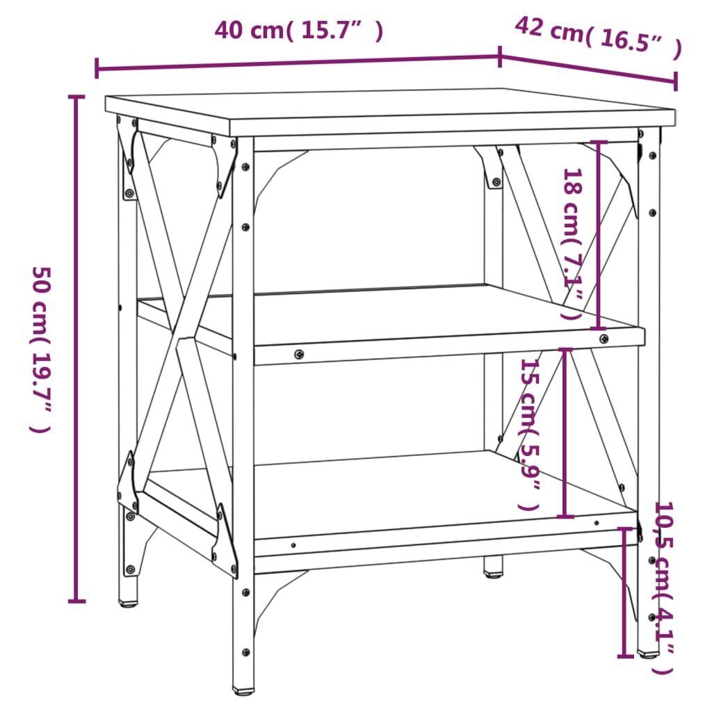 vidaXL lisalauad 2 tk, suitsutatud tamm, 40x42x50 cm, tehispuit цена и информация | Diivanilauad | kaup24.ee