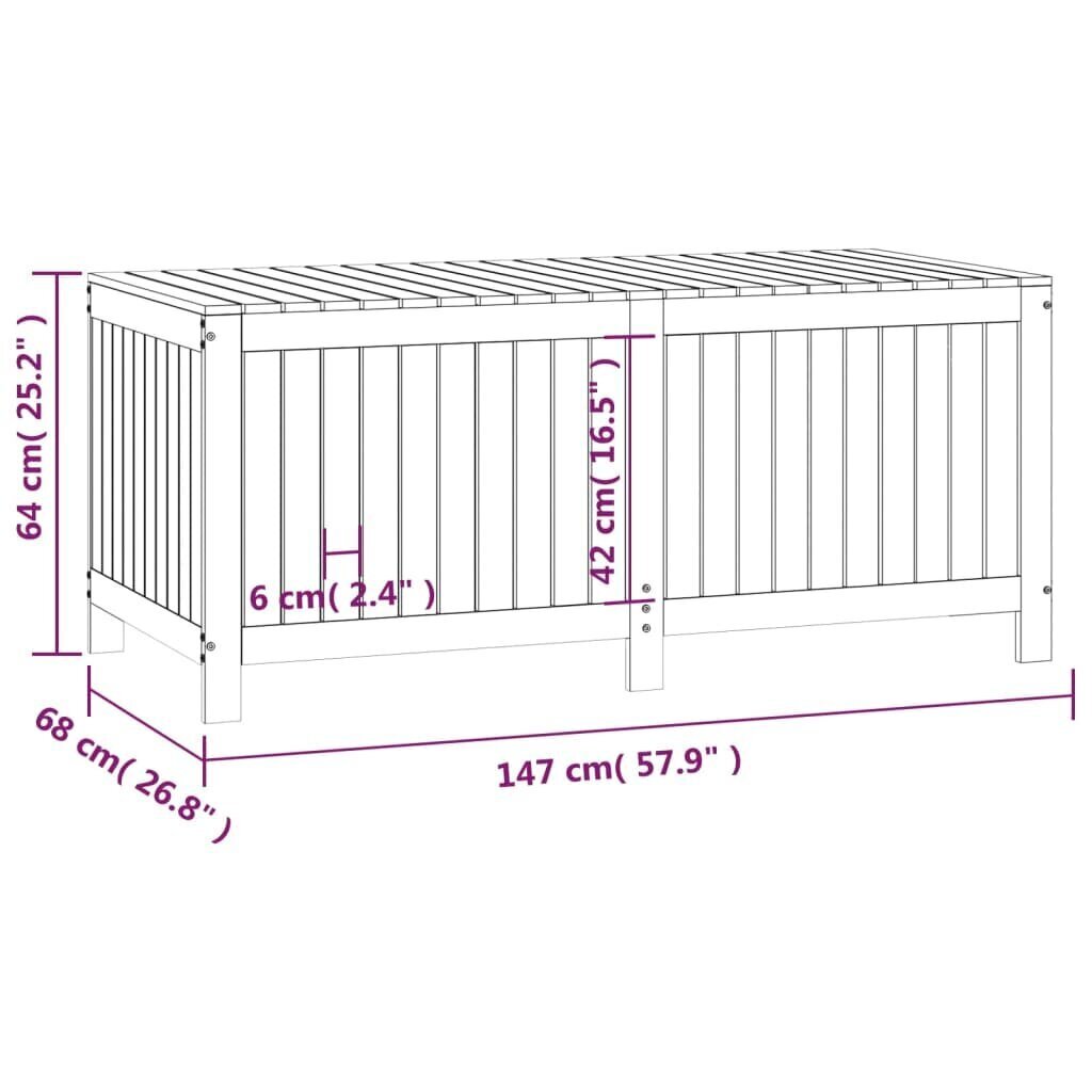 vidaXL aia hoiukast, valge, 147 x 68 x 64 cm, männipuit цена и информация | Hoiukastid ja -korvid | kaup24.ee