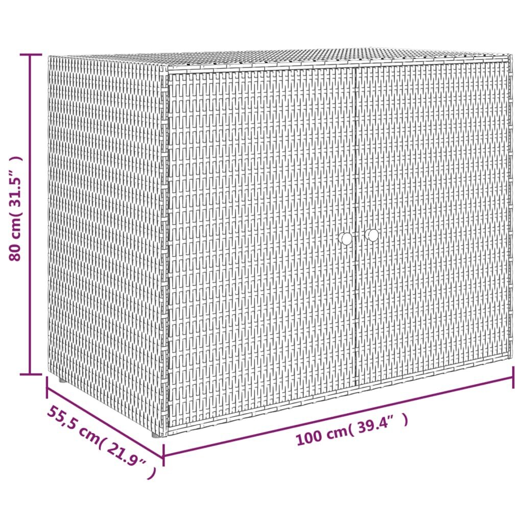 vidaXL aia hoiukapp, hall, 100 x 55,5 x 80 cm, polürotang hind ja info | Kapid | kaup24.ee