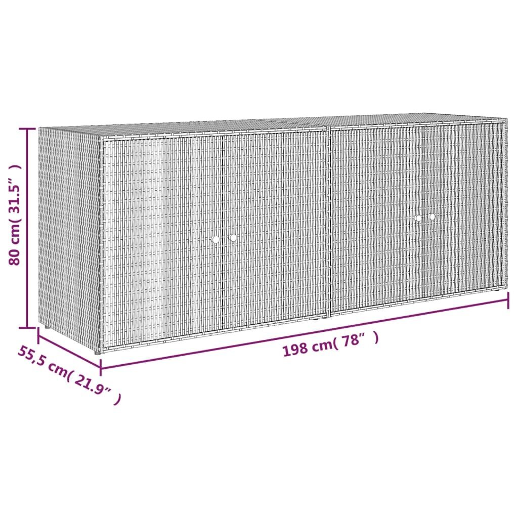 vidaXL aia hoiukapp, hall, 198x55,5x80 cm polürotang цена и информация | Elutoa väikesed kapid | kaup24.ee