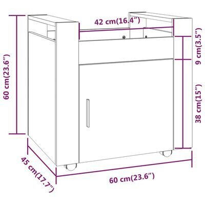 vidaXL lauakäru, hall Sonoma tamm, 60 x 45 x 60 cm tehispuit цена и информация | Riiulid | kaup24.ee