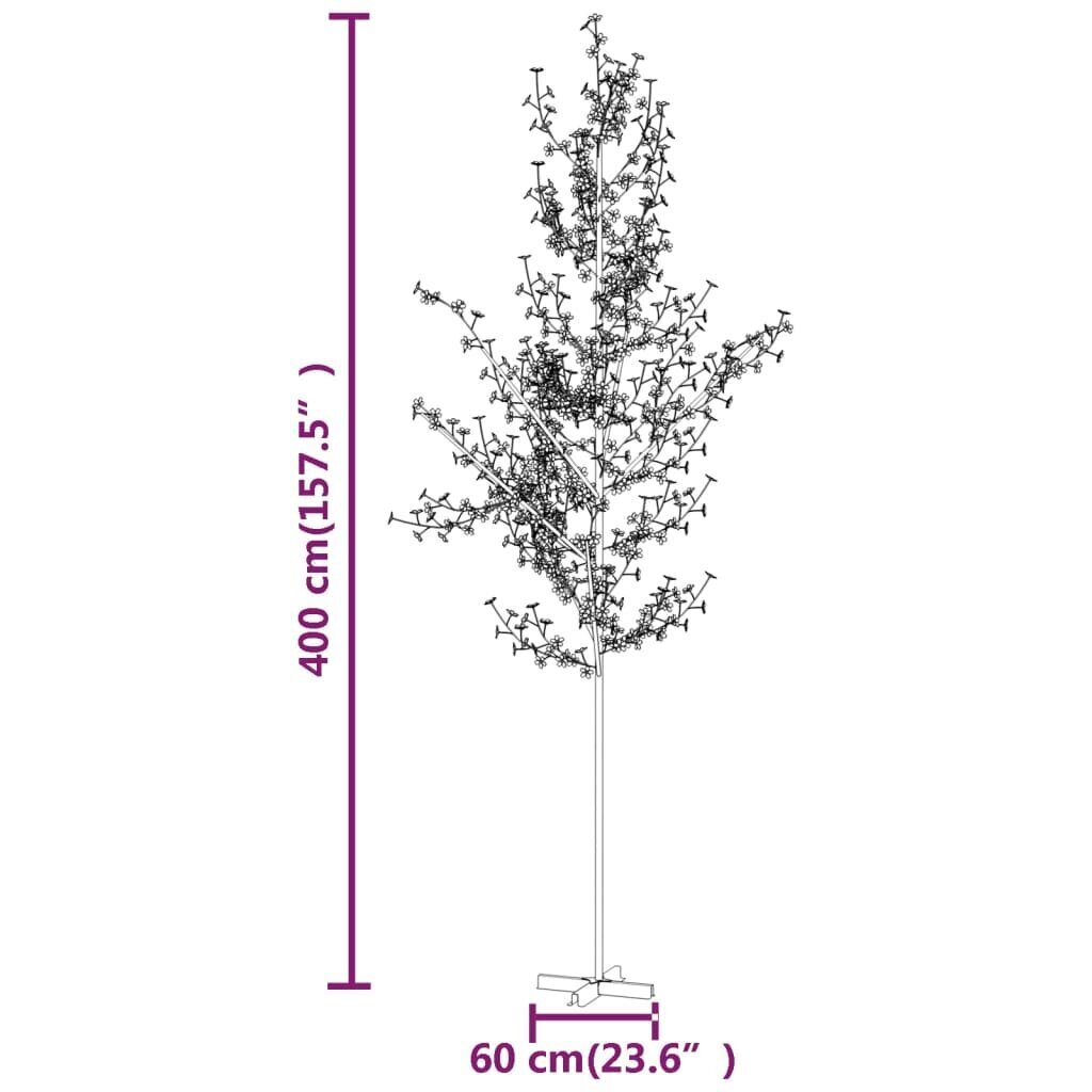 vidaXL kirsiõitega LED-puu, soe valge, 672 LEDi, 400 cm цена и информация | Jõulukaunistused | kaup24.ee