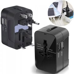 Universaalne pistikupesad adapter reisijatele 6A 100-240V 2x USB hind ja info | Mobiiltelefonide laadijad | kaup24.ee