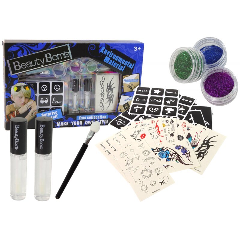 Tattoo Kit Glitter Templates Party цена и информация | Laste aksessuaarid | kaup24.ee