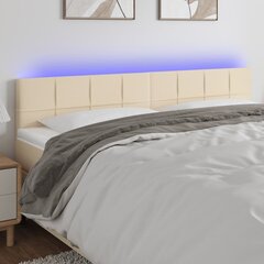 vidaXL LED-voodipeats, kreemjas, 160x5x78/88 cm, kangas цена и информация | Кровати | kaup24.ee