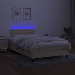 vidaXL kontinentaalvoodi madrats ja LED, kreemjas, 120x200 cm, kangas hind ja info | Voodid | kaup24.ee