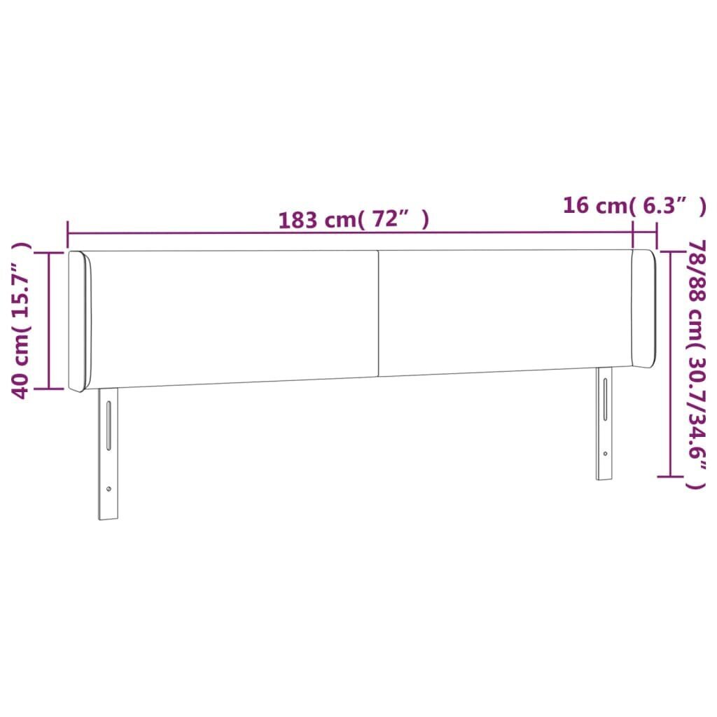 vidaXL LED-voodipeats, hall, 183x16x78/88 cm, kunstnahk цена и информация | Voodid | kaup24.ee