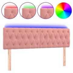 vidaXL LED-voodipeats, roosa, 144x7x78/88 cm, samet цена и информация | Кровати | kaup24.ee