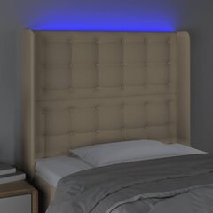 vidaXL LED-voodipeats, kreemjas, 83x16x118/128 cm, kangas hind ja info | Voodid | kaup24.ee