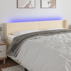 vidaXL LED-voodipeats, kreemjas, 183x16x78/88 cm, kangas hind ja info | Voodid | kaup24.ee