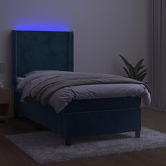 vidaXL kontinentaalvoodi madrats, LED, tumesinine, 80x200 cm, samet hind ja info | Voodid | kaup24.ee