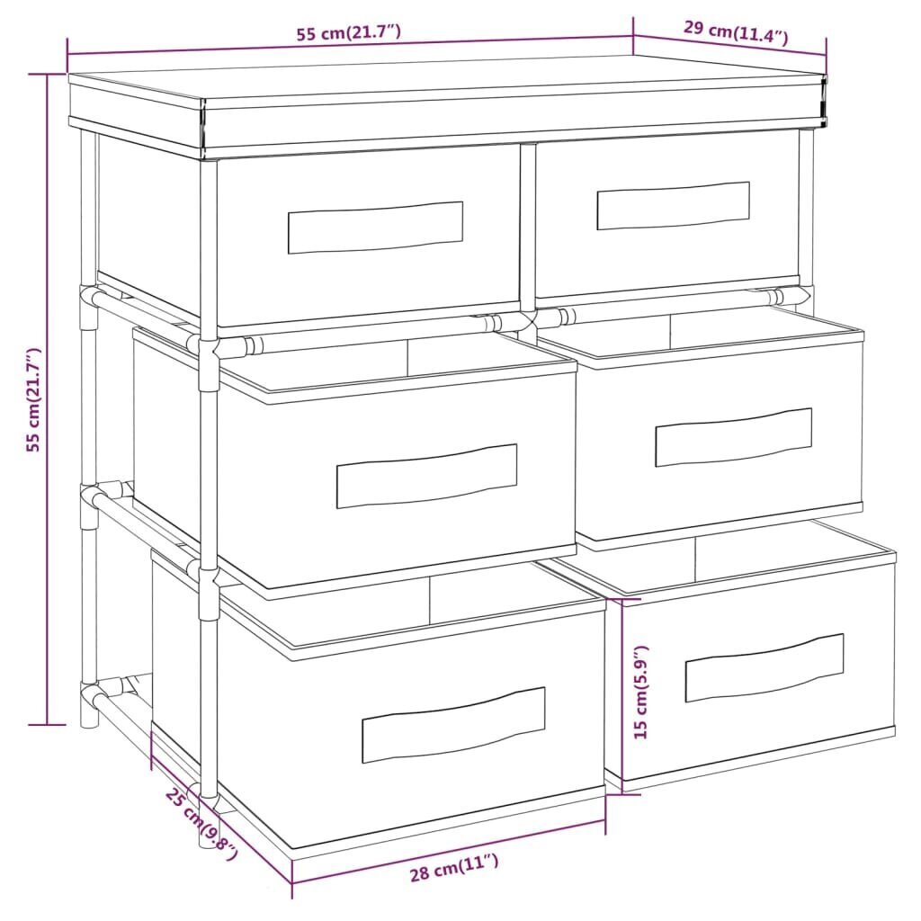 vidaXL kontorikapp 6 sahtliga, 55 x 29 x 55 cm, kreemjas, teras цена и информация | Elutoa väikesed kapid | kaup24.ee