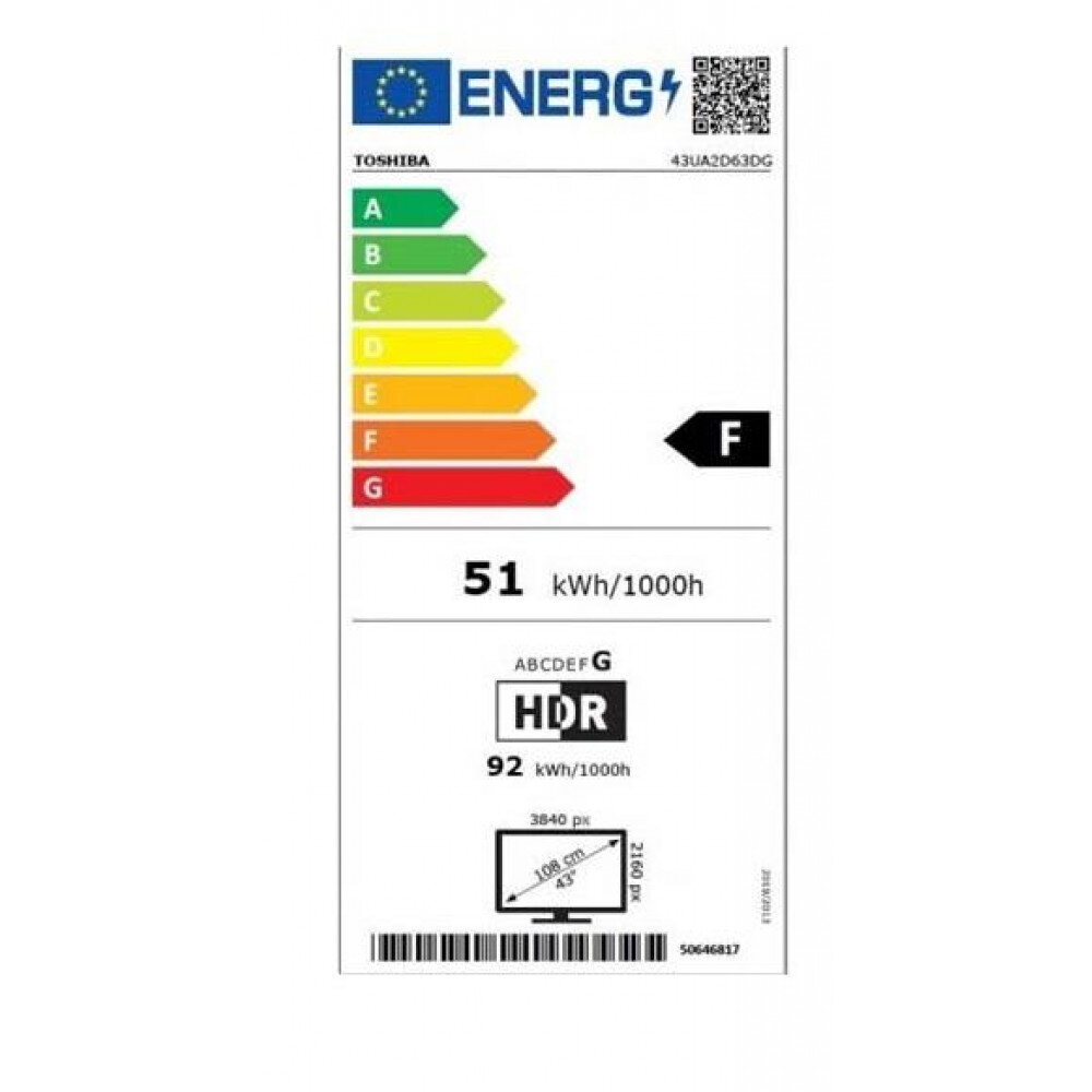 Toshiba 43UA2D63DG hind ja info | Telerid | kaup24.ee