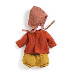 Комплект одежды для кукол - Шорты, рубашка, шляпа (теплые тона), Djeco Pomea DJ07896 цена и информация | Игрушки для девочек | kaup24.ee