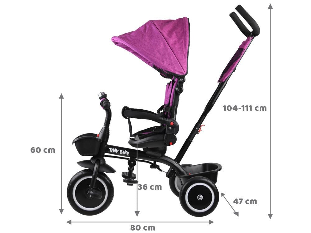 Tiny Bike 3in1 3-ratas koos varikatusega, roosa hind ja info | Kolmerattalised jalgrattad | kaup24.ee
