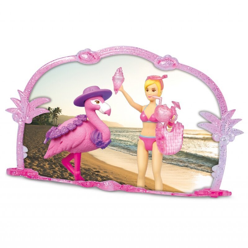 Maastur figuuride ja tarvikutega Dickie Flamingo Jeep, 20 tk цена и информация | Tüdrukute mänguasjad | kaup24.ee
