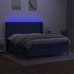 vidaXL kontinentaalvoodi madratsiga ja LED, sinine, 180x200 cm, kangas цена и информация | Кровати | kaup24.ee