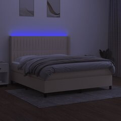 vidaXL kontinentaalvoodi madratsiga ja LED, kreemjas, 160x200 cm, kangas цена и информация | Кровати | kaup24.ee