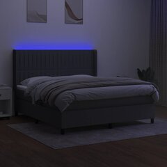 vidaXL kontinentaalvoodi madratsiga ja LED, tumehall, 180x200 cm, kangas цена и информация | Кровати | kaup24.ee