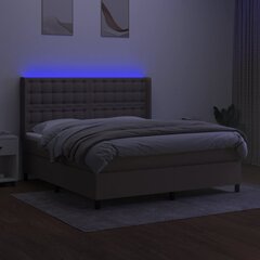 vidaXL kontinentaalvoodi madratsiga ja LED, pruunikas, 180x200 cm, kangas цена и информация | Кровати | kaup24.ee