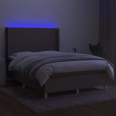 vidaXL kontinentaalvoodi madratsiga ja LED, pruunikas, 140x190 cm, kangas цена и информация | Кровати | kaup24.ee