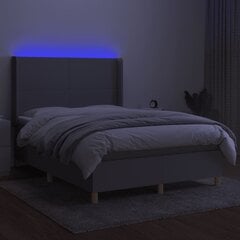 vidaXL kontinentaalvoodi madratsiga ja LED, helehall, 140x200 cm, kangas hind ja info | Voodid | kaup24.ee