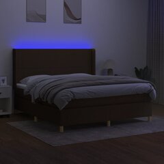 vidaXL kontinentaalvoodi madratsiga ja LED, tumepruun, 180x200 cm, kangas цена и информация | Кровати | kaup24.ee
