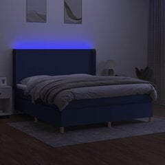 vidaXL kontinentaalvoodi madratsiga ja LED, sinine, 180x200 cm, kangas цена и информация | Кровати | kaup24.ee