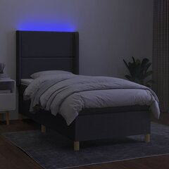 vidaXL kontinentaalvoodi madratsiga ja LED, tumehall, 100x200 cm, kangas цена и информация | Кровати | kaup24.ee