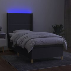 vidaXL kontinentaalvoodi madratsiga ja LED, tumehall, 100x200 cm, kangas hind ja info | Voodid | kaup24.ee